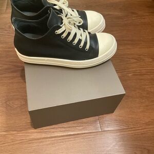 Rick Owens Black and Cream Sneakers